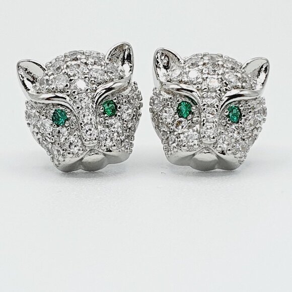 "925 Sterling Plated Shiny Crystal Sparkling Stud Earrings for Women, UN… - Picture 3 of 13